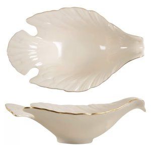 Lenox Dove Candy Nut Gravy Dish 24K Gold Trim - 8” Length